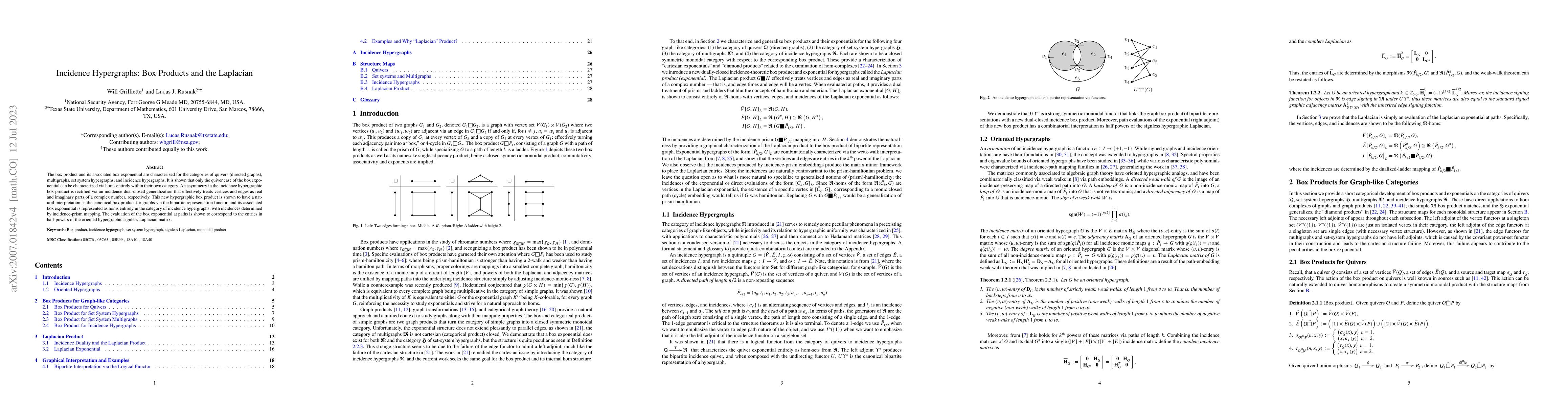 Thumbnail for Incidence Hypergraphs: Box Products & the Laplacian