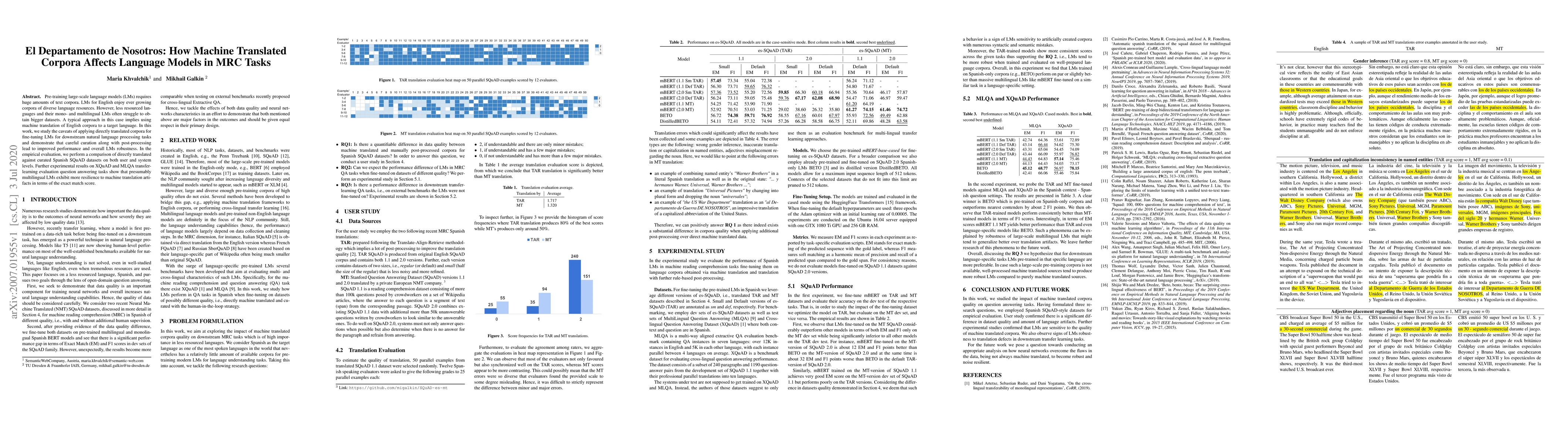 Thumbnail for El Departamento de Nosotros: How Machine Translated Corpora Affects
  Language Models in MRC Tasks