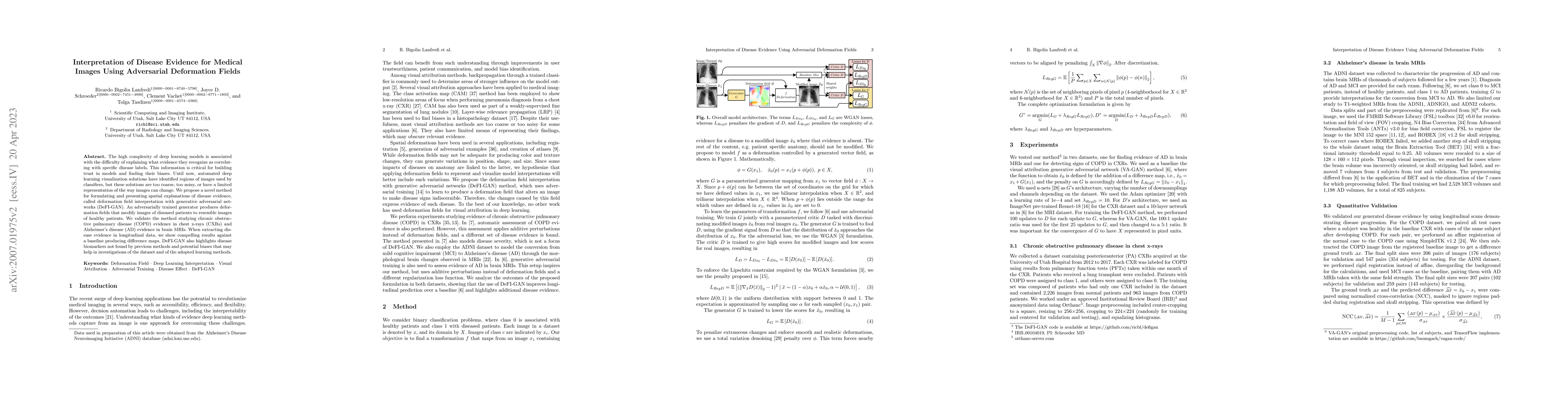 Thumbnail for Interpretation of Disease Evidence for Medical Images Using Adversarial
  Deformation Fields
