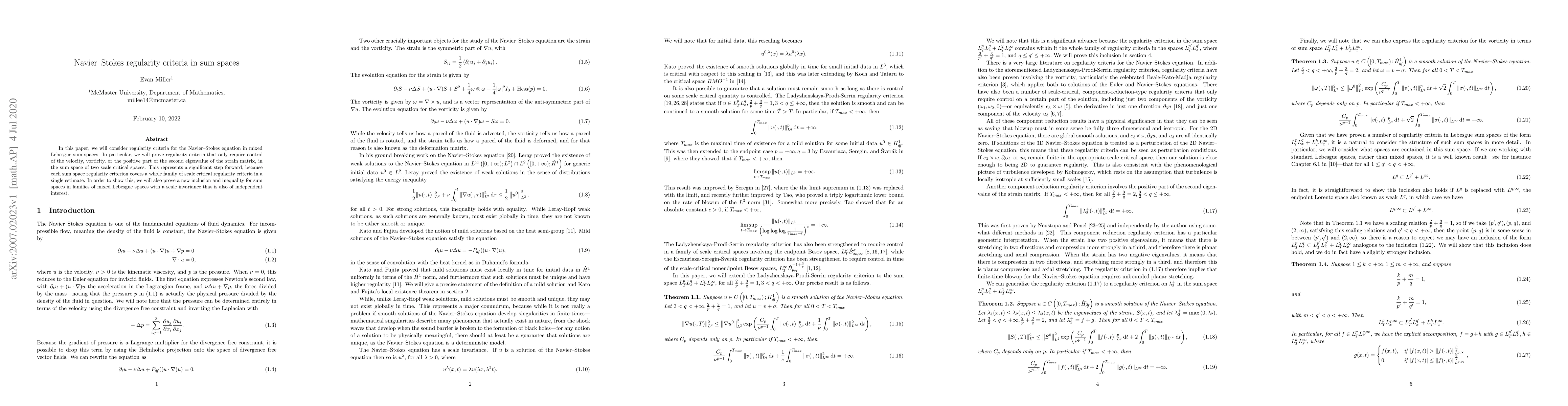 Thumbnail for Navier--Stokes regularity criteria in sum spaces