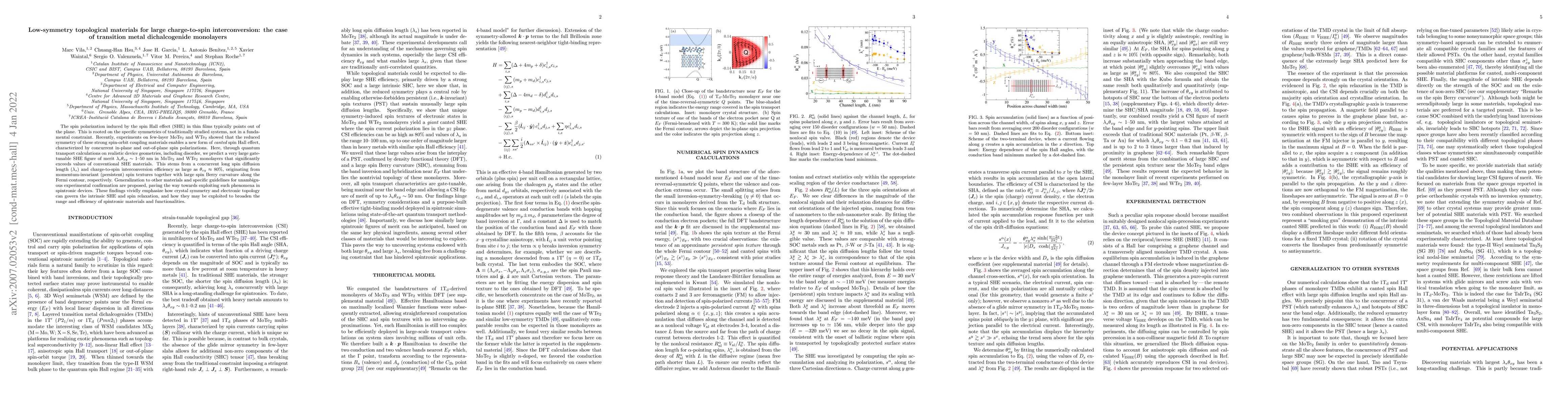 Thumbnail for Low-symmetry topological materials for large charge-to-spin
  interconversion: The case of transition metal dichalcogenide monolayers