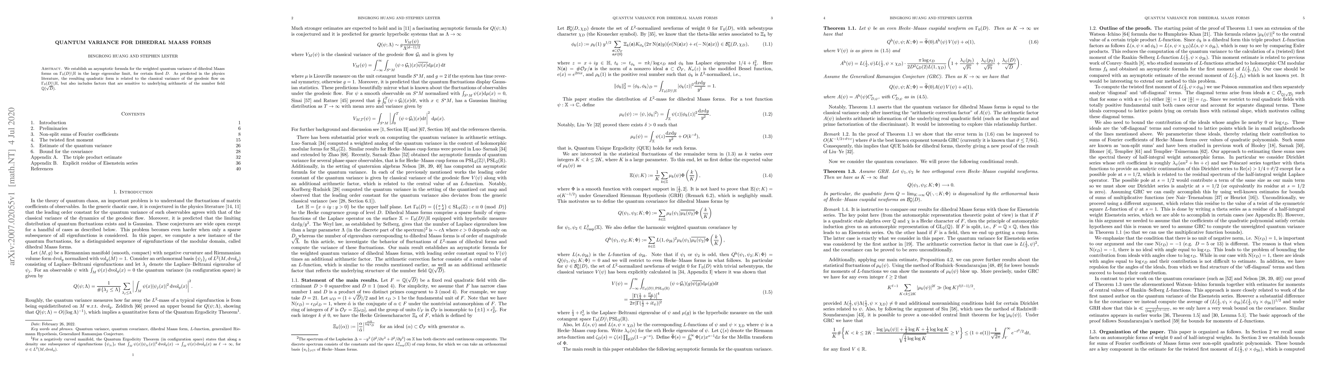 Thumbnail for Quantum variance for dihedral Maass forms