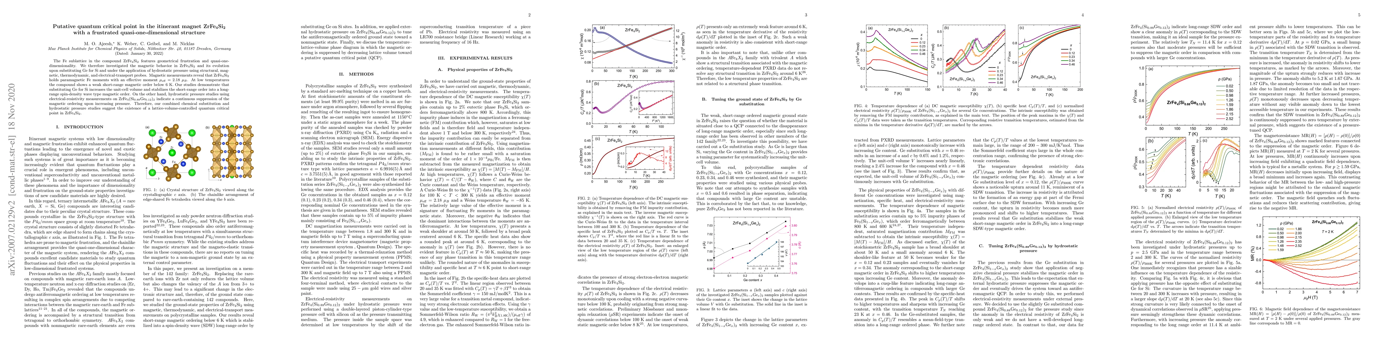 Thumbnail for Putative quantum critical point in the itinerant magnet ZrFe$_4$Si$_2$
  with a frustrated quasi-one-dimensional structure