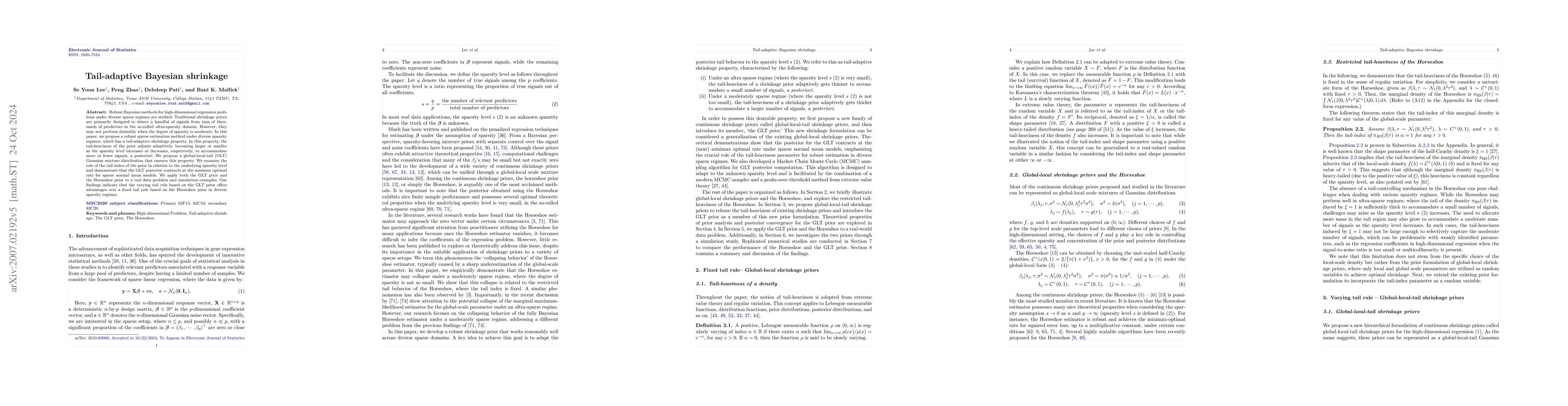 Thumbnail for Tail-adaptive Bayesian shrinkage