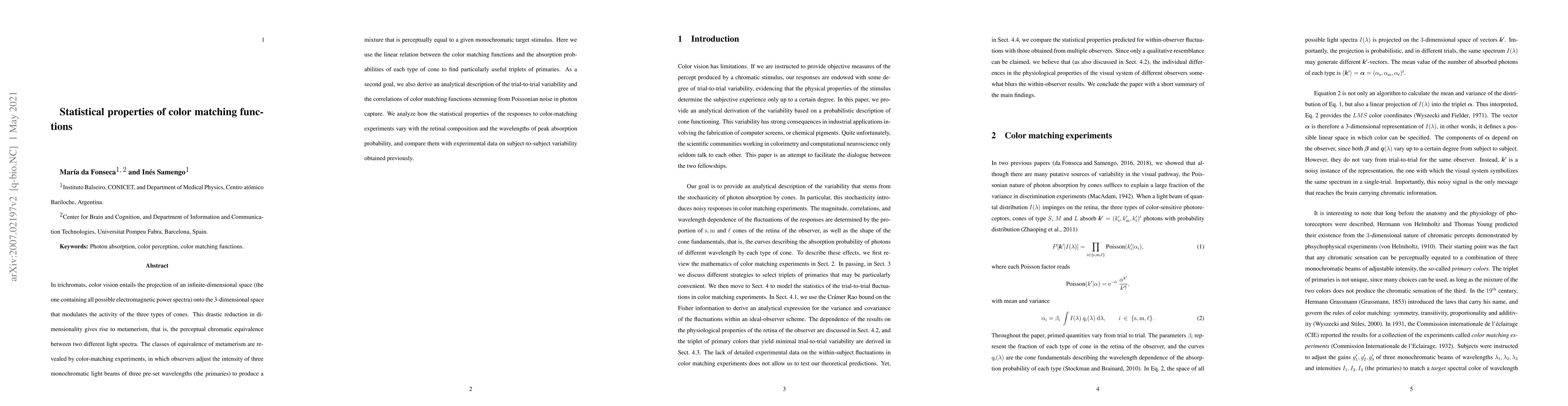 Thumbnail for Statistical properties of color matching functions