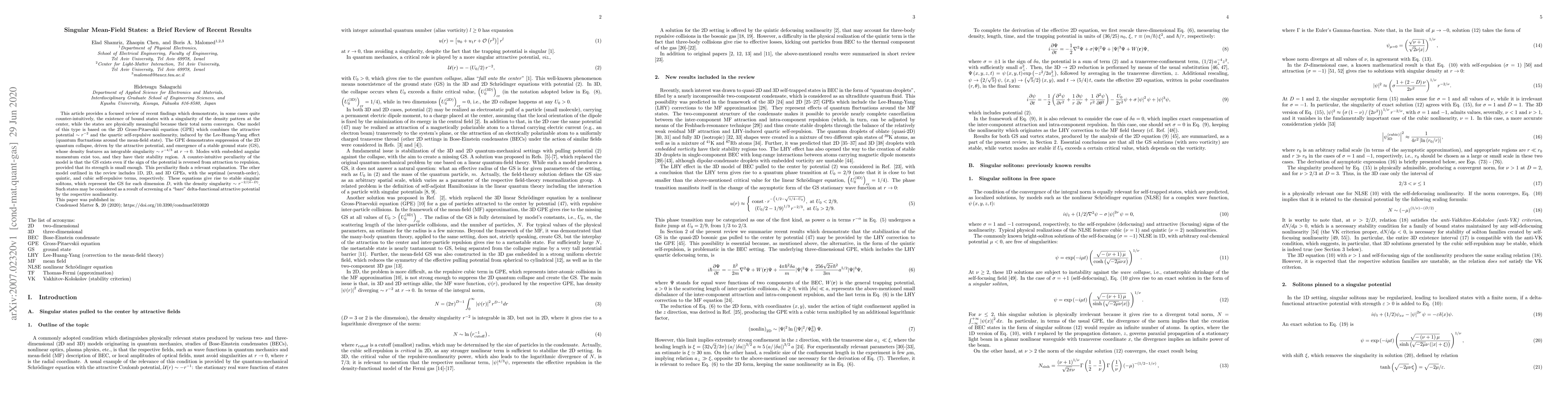 Thumbnail for Singular mean-field states: A brief review of recent results