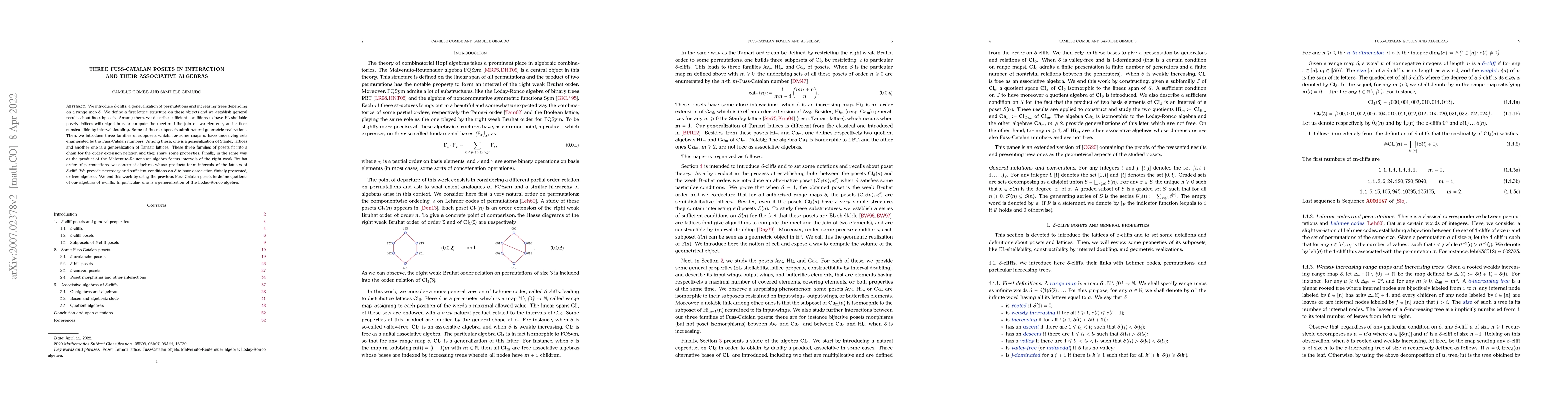 Thumbnail for Three Fuss-Catalan posets in interaction and their associative algebras