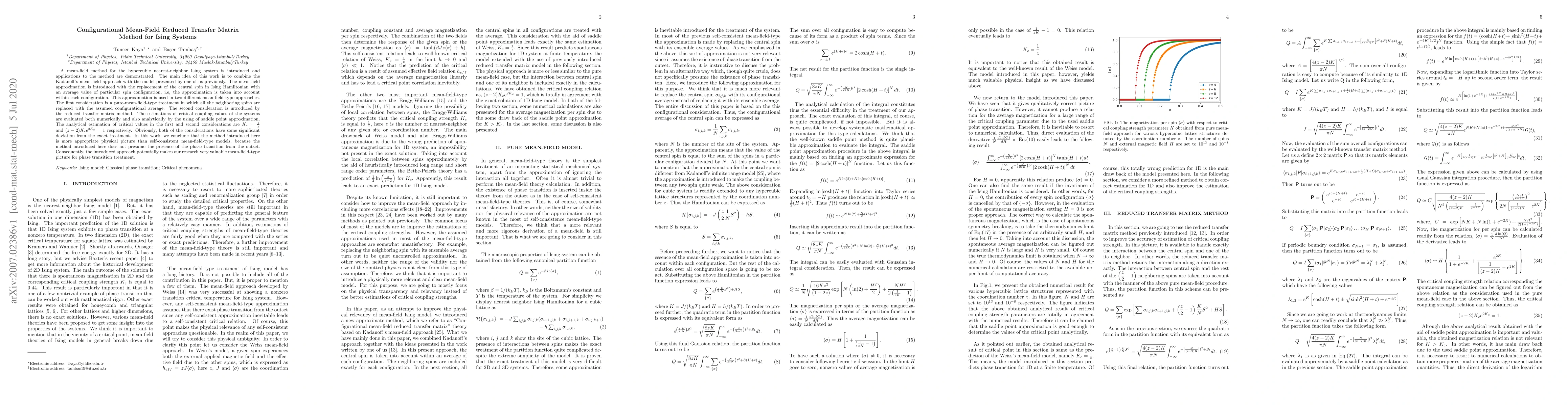 Thumbnail for Configurational Mean-Field Reduced Transfer Matrix Method for Ising
  Systems
