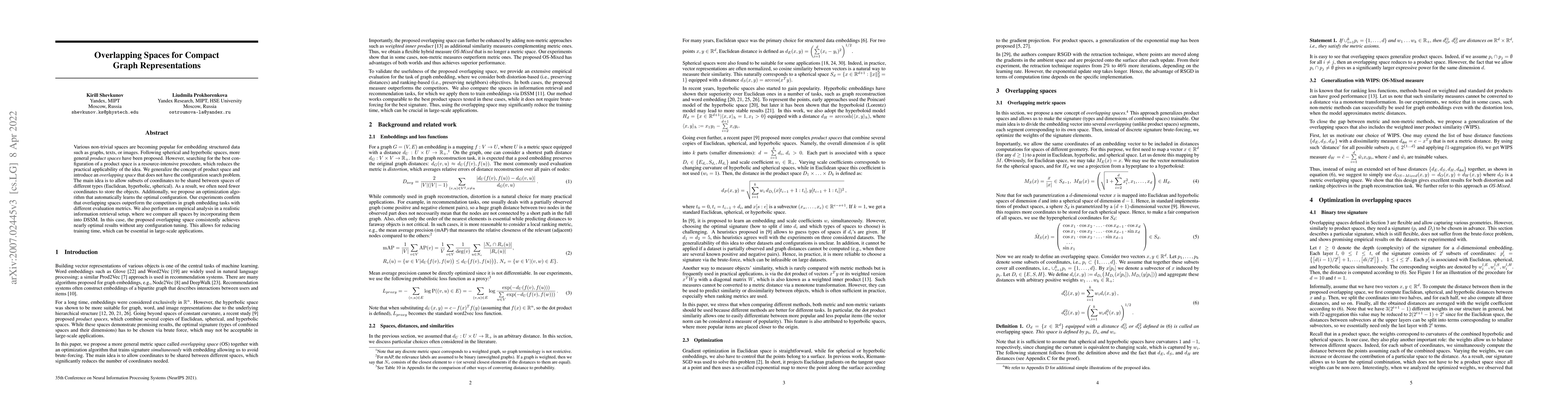 Thumbnail for Overlapping Spaces for Compact Graph Representations