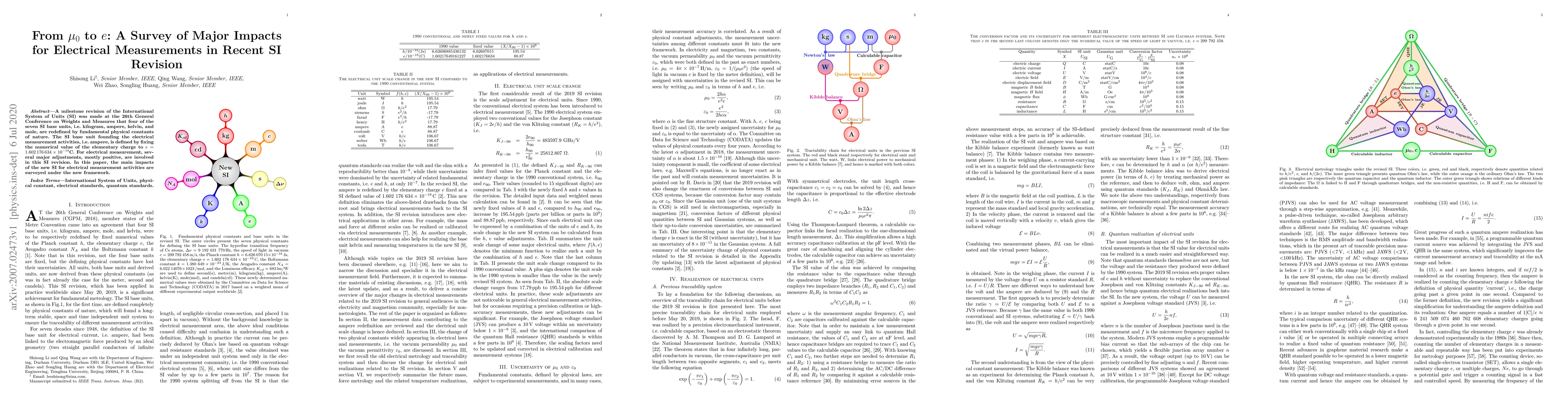 Thumbnail for From $\mu_0$ to $e$: A Survey of Major Impacts for Electrical
  Measurements in Recent SI Revision