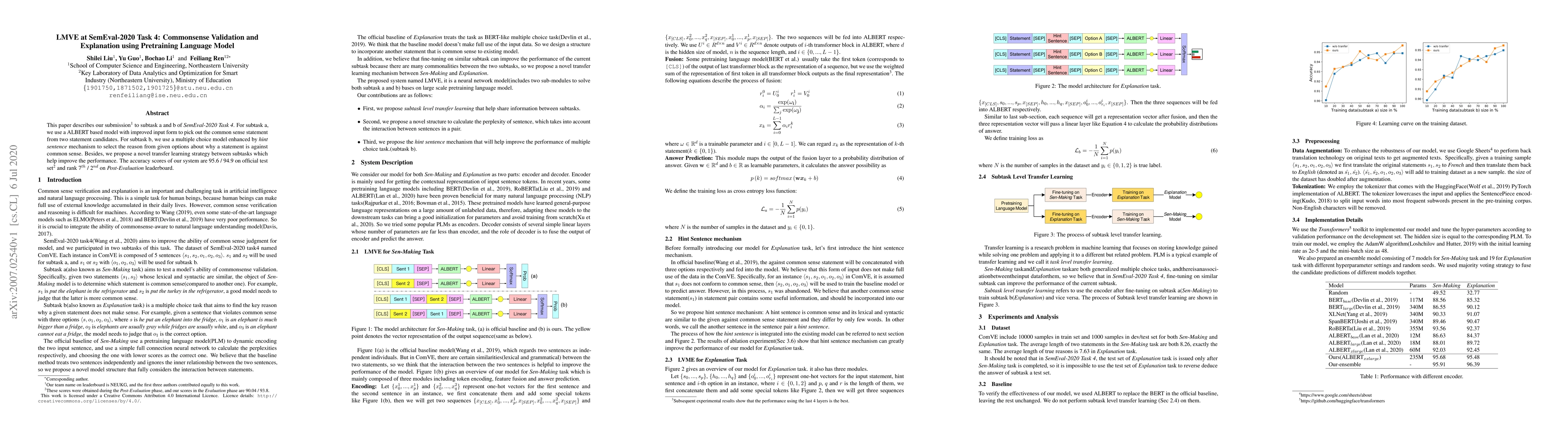 Thumbnail for LMVE at SemEval-2020 Task 4: Commonsense Validation and Explanation
  using Pretraining Language Model