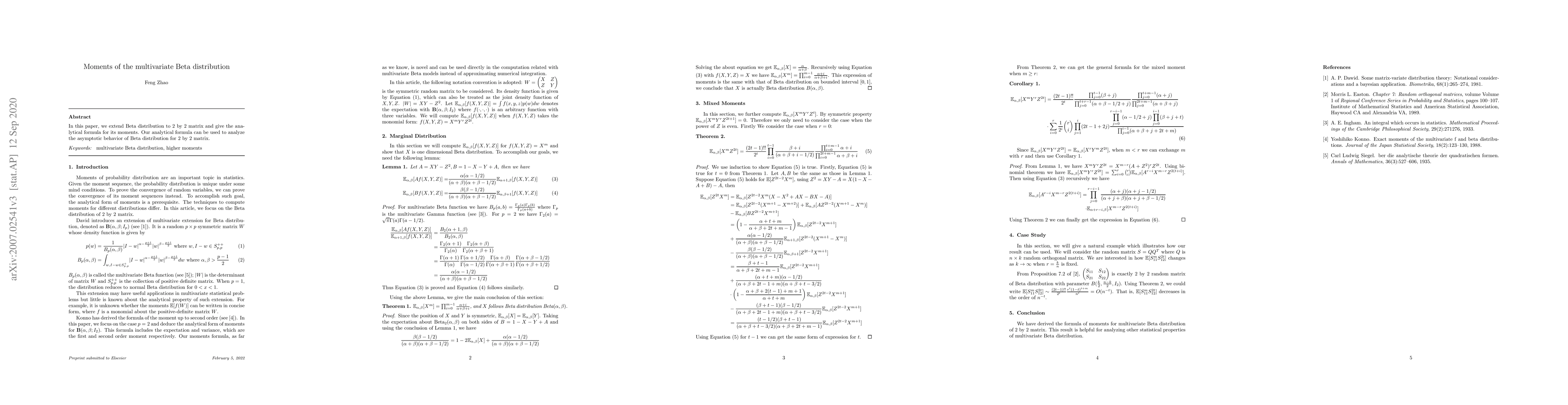 Thumbnail for Moments of the multivariate Beta distribution
