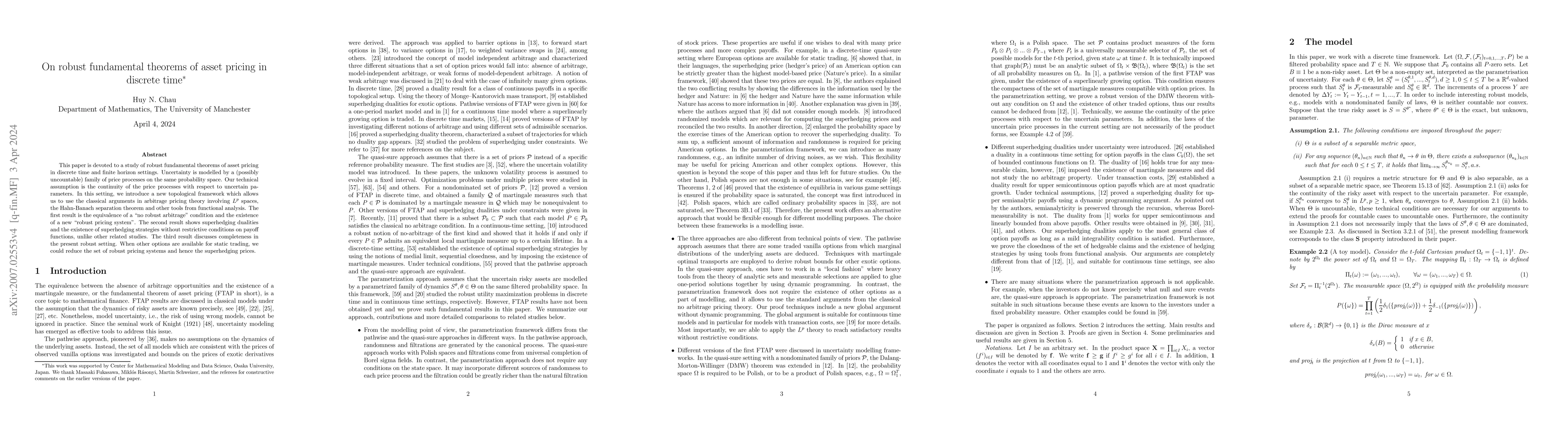 Thumbnail for On robust fundamental theorems of asset pricing in discrete time