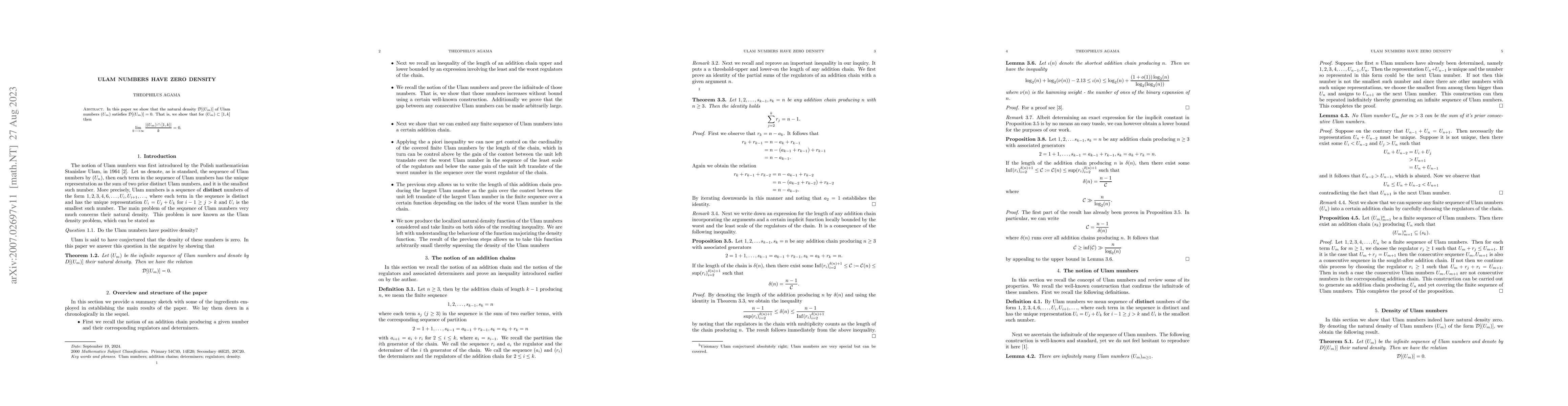 Thumbnail for Ulam numbers have zero density