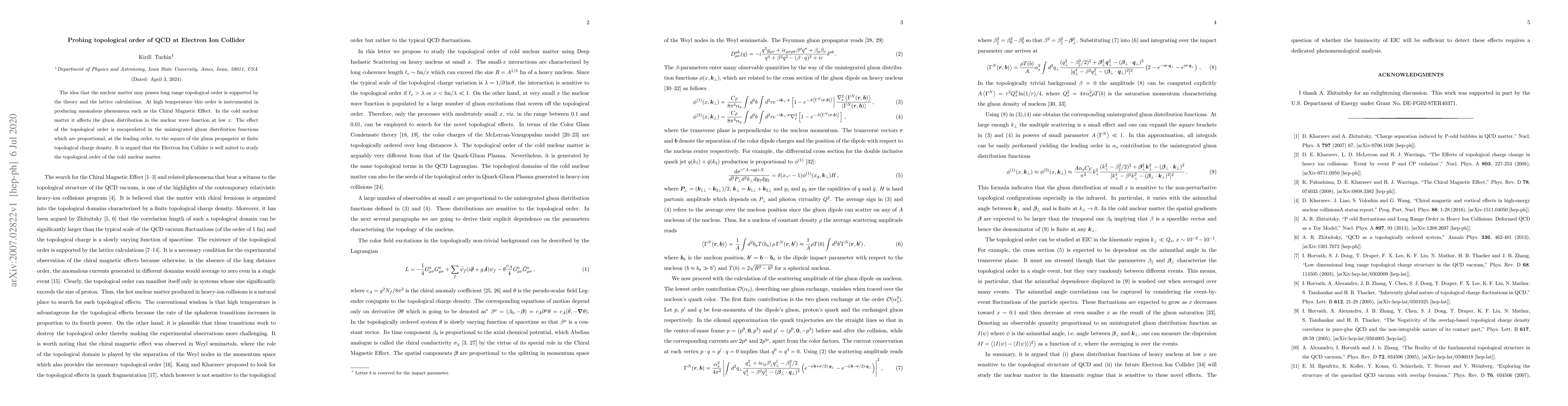Thumbnail for Probing topological order of QCD at Electron Ion Collider