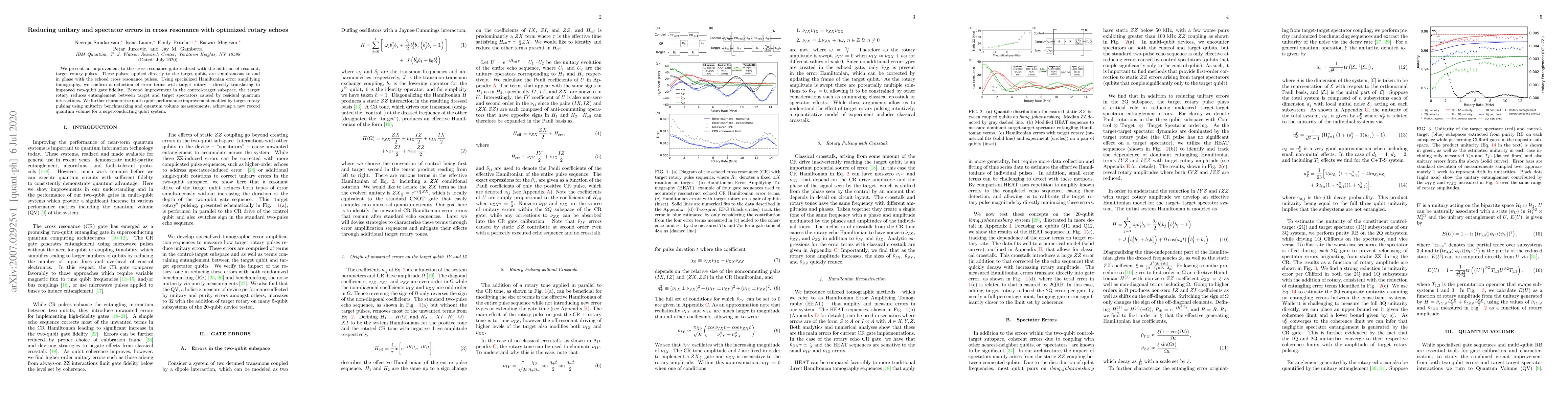 Thumbnail for Reducing unitary and spectator errors in cross resonance with optimized
  rotary echoes