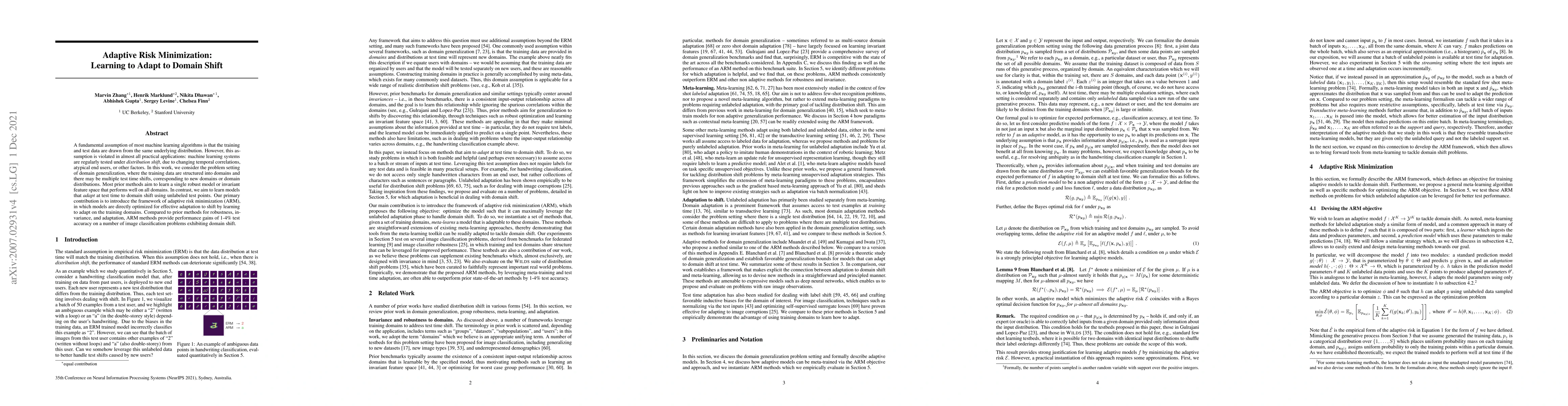 Thumbnail for Adaptive Risk Minimization: Learning to Adapt to Domain Shift