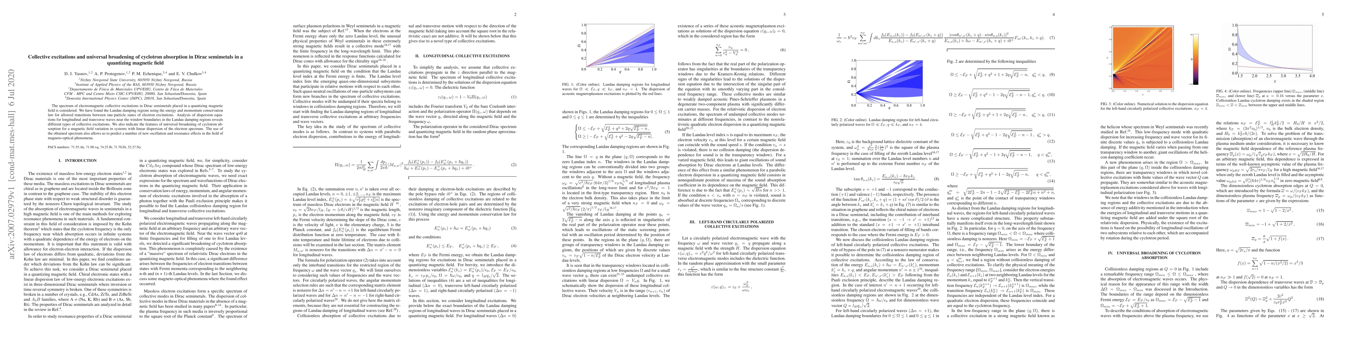 Thumbnail for Collective excitations and universal broadening of cyclotron absorption
  in Dirac semimetals in a quantizing magnetic field