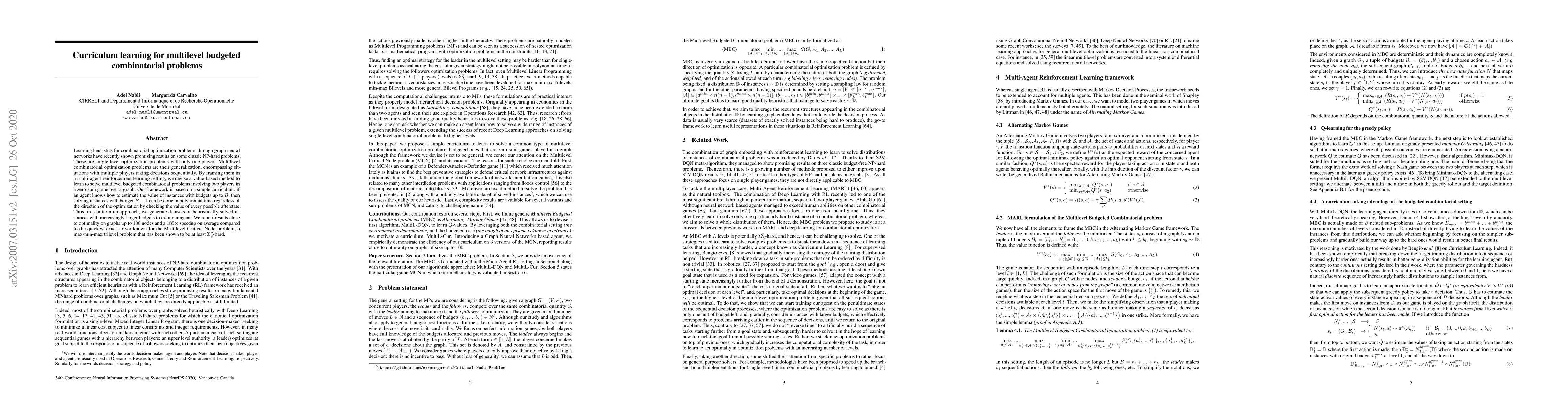 Thumbnail for Curriculum learning for multilevel budgeted combinatorial problems
