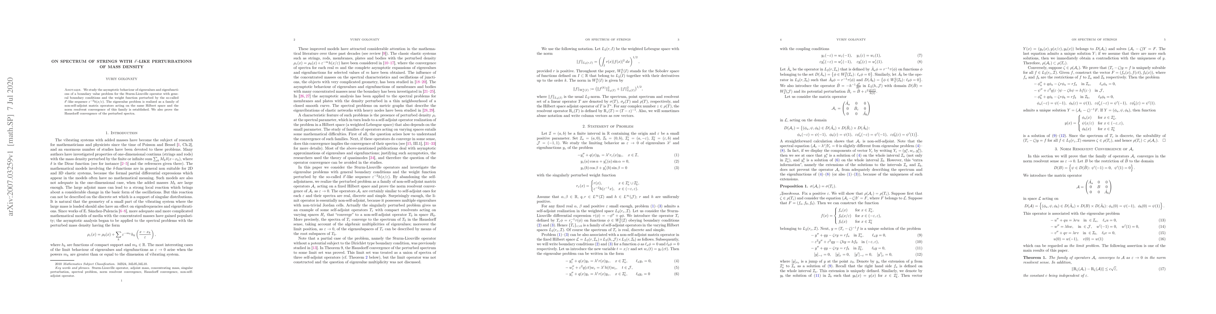 Thumbnail for On spectrum of strings with $\delta'$-like perturbations of mass density