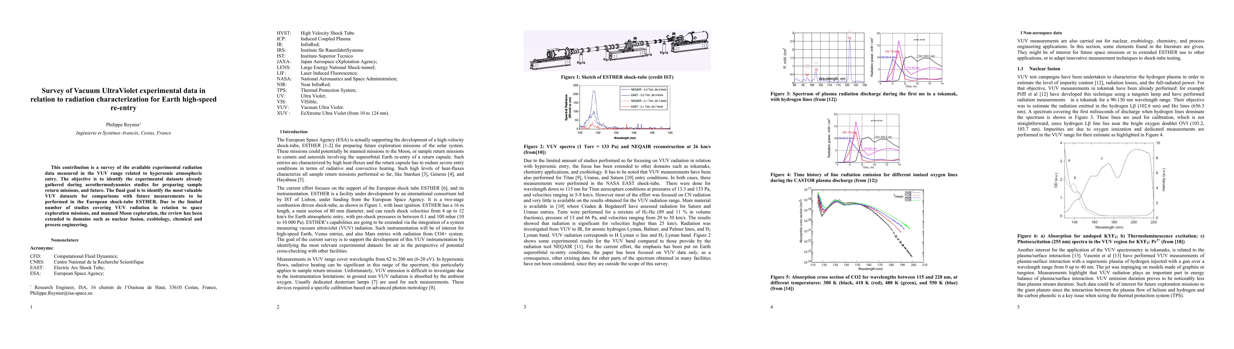 Thumbnail for Survey of Vacuum UltraViolet experimental data in relation to radiation
  characterization for Earth high-speed re-entry