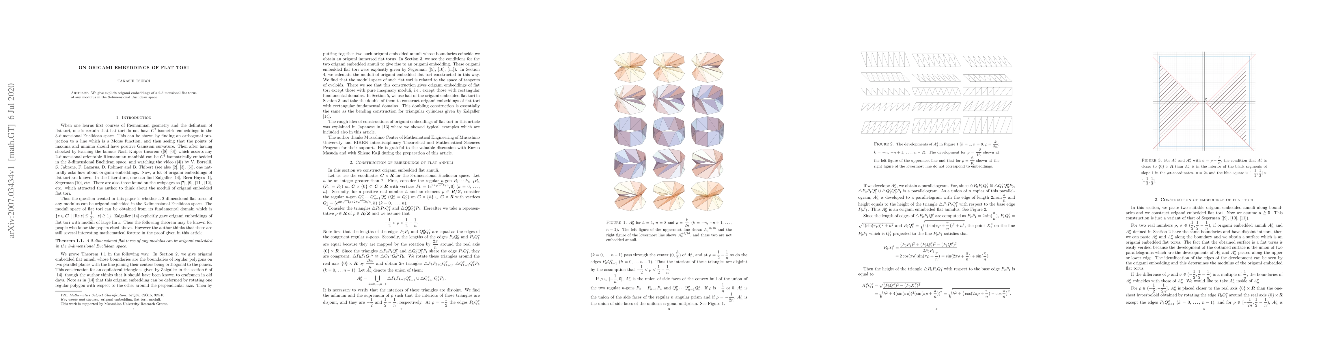 Thumbnail for On origami embeddings of flat tori