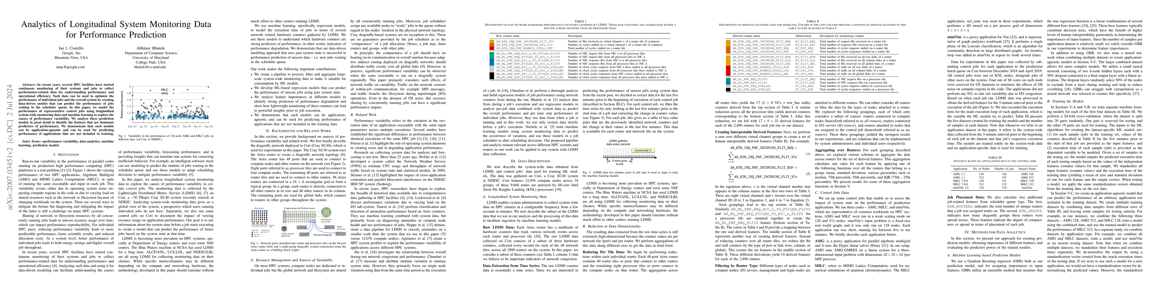 Thumbnail for Analytics of Longitudinal System Monitoring Data for Performance
  Prediction