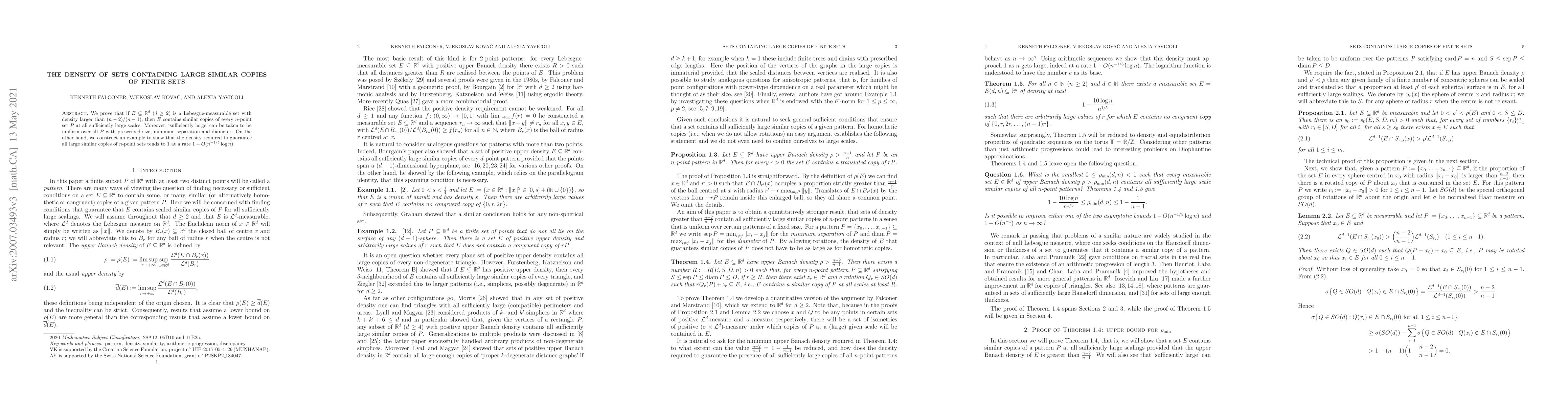 Thumbnail for The density of sets containing large similar copies of finite sets