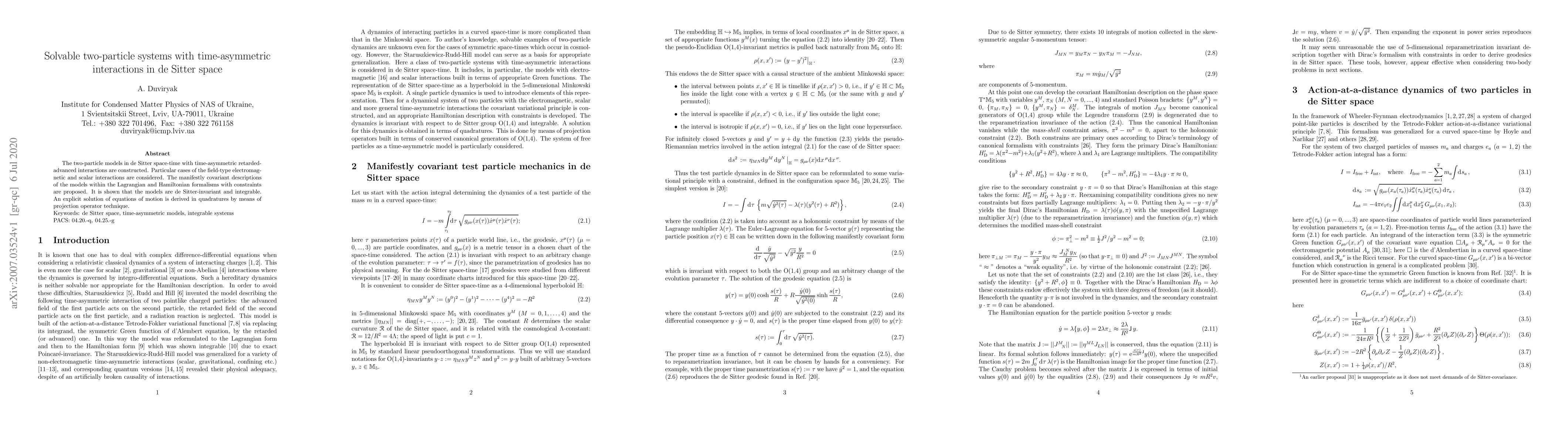 Thumbnail for Solvable two-particle systems with time-asymmetric interactions in de
  Sitter space
