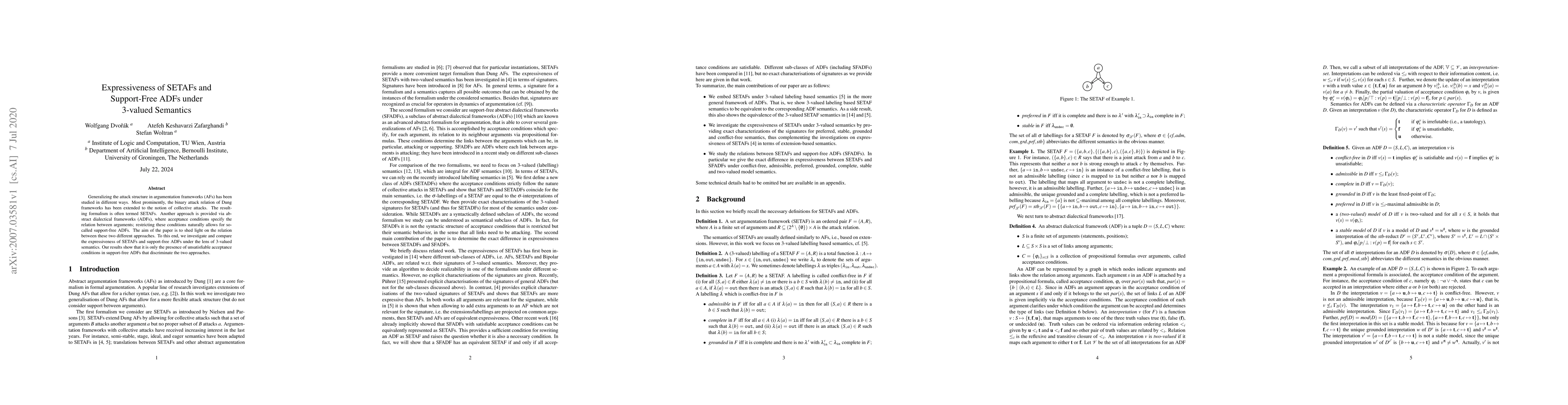Thumbnail for Expressiveness of SETAFs and Support-Free ADFs under 3-valued Semantics