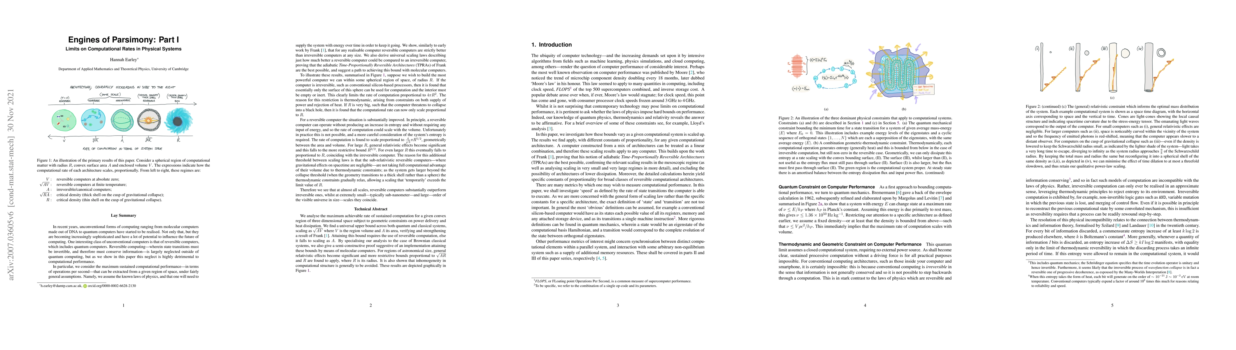 Thumbnail for Engines of Parsimony: Part I; Limits on Computational Rates in Physical
  Systems