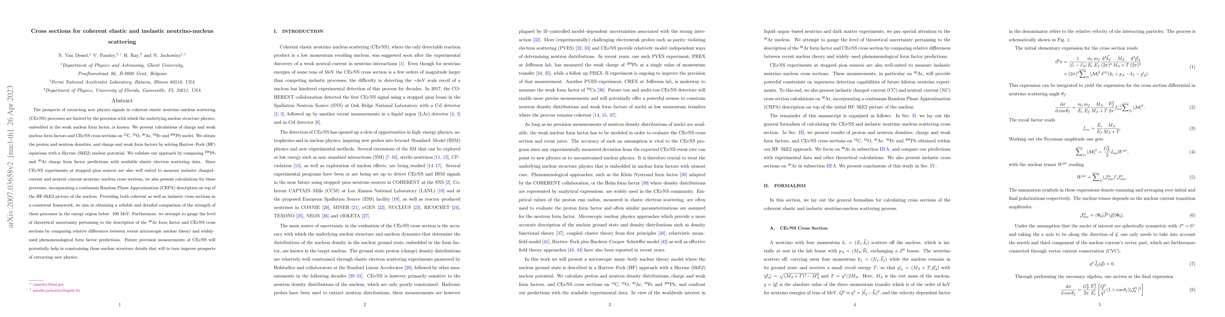 Thumbnail for Cross sections for coherent elastic and inelastic neutrino-nucleus
  scattering