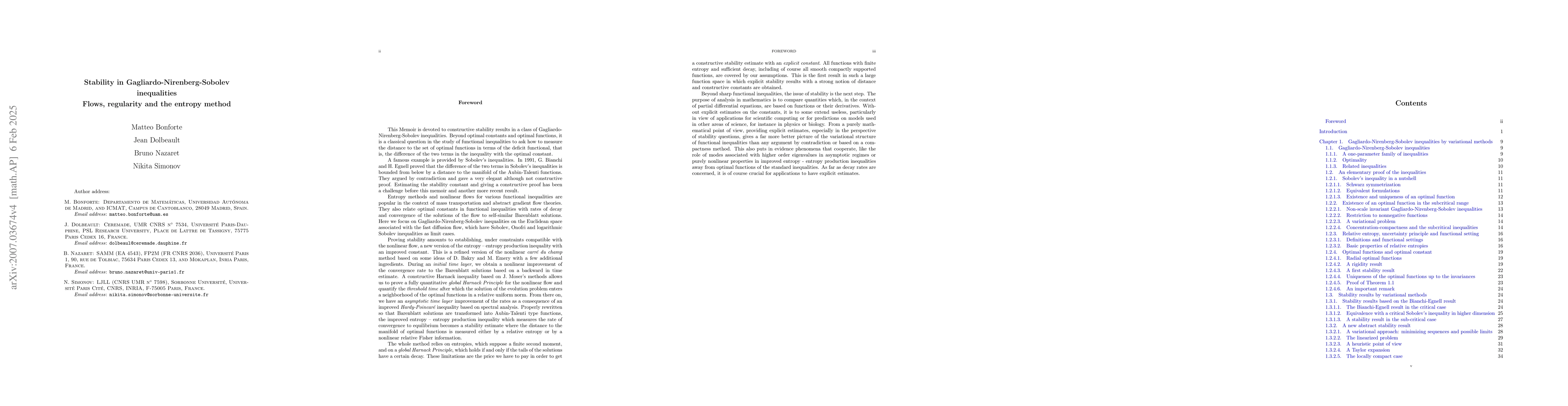 Thumbnail for Stability in Gagliardo-Nirenberg-Sobolev inequalities: flows, regularity
  and the entropy method