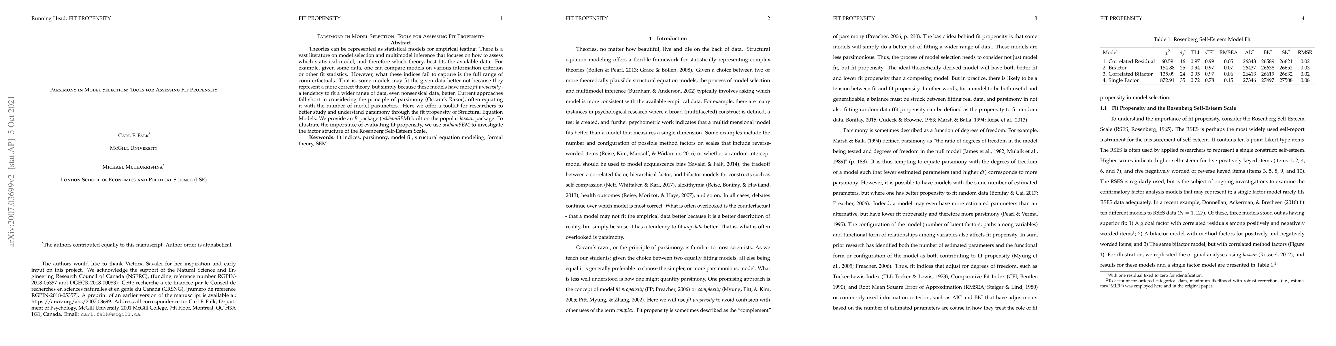 Thumbnail for Parsimony in Model Selection: Tools for Assessing Fit Propensity