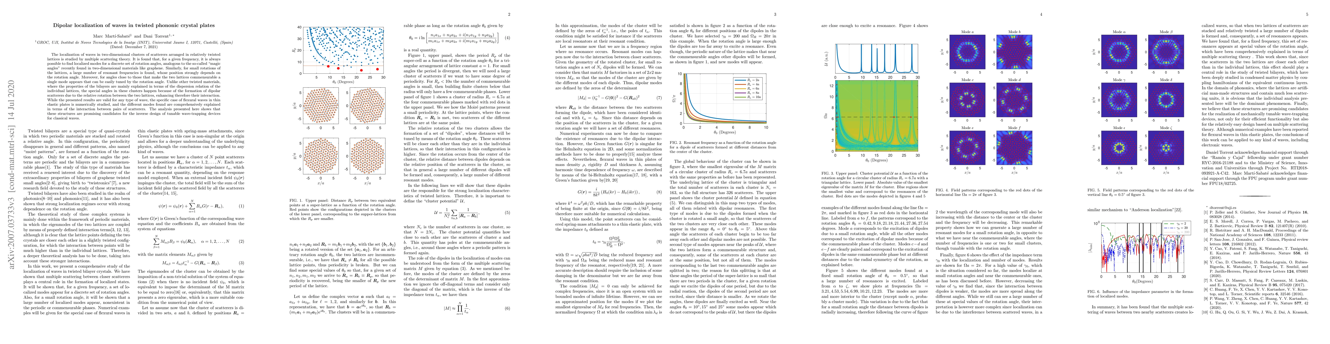 Thumbnail for Dipolar localization of waves in twisted phononic crystal plates