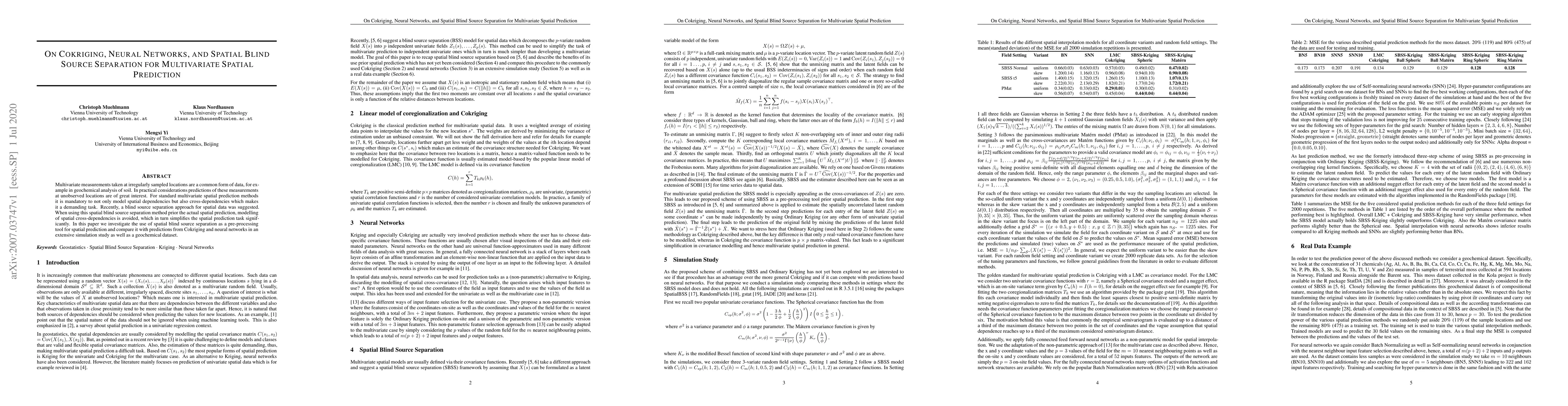 Thumbnail for On Cokriging, Neural Networks, and Spatial Blind Source Separation for
  Multivariate Spatial Prediction