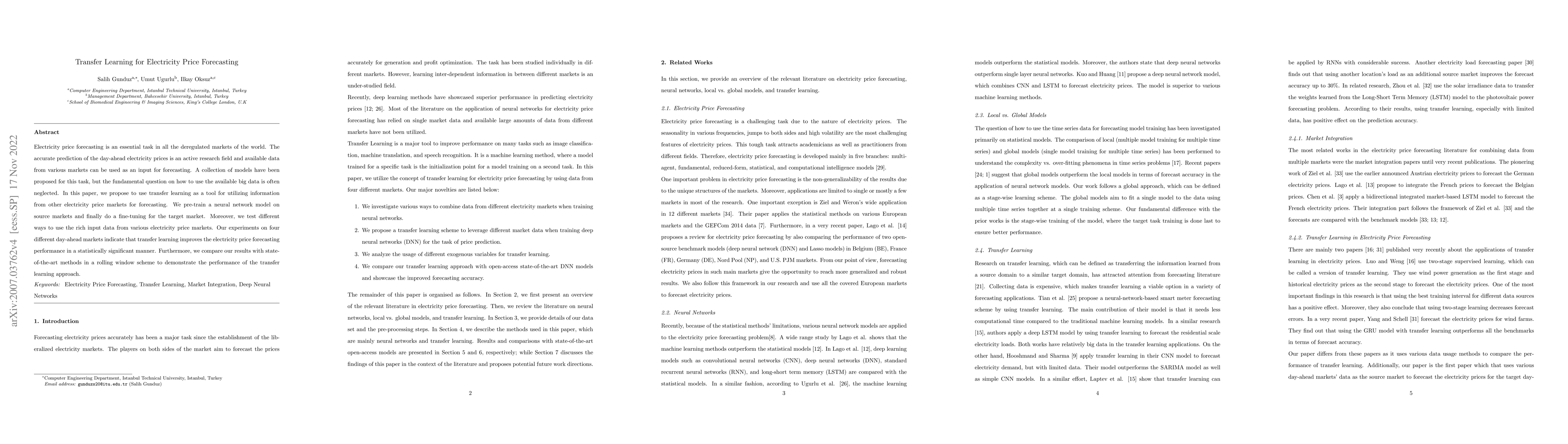 Thumbnail for Transfer Learning for Electricity Price Forecasting