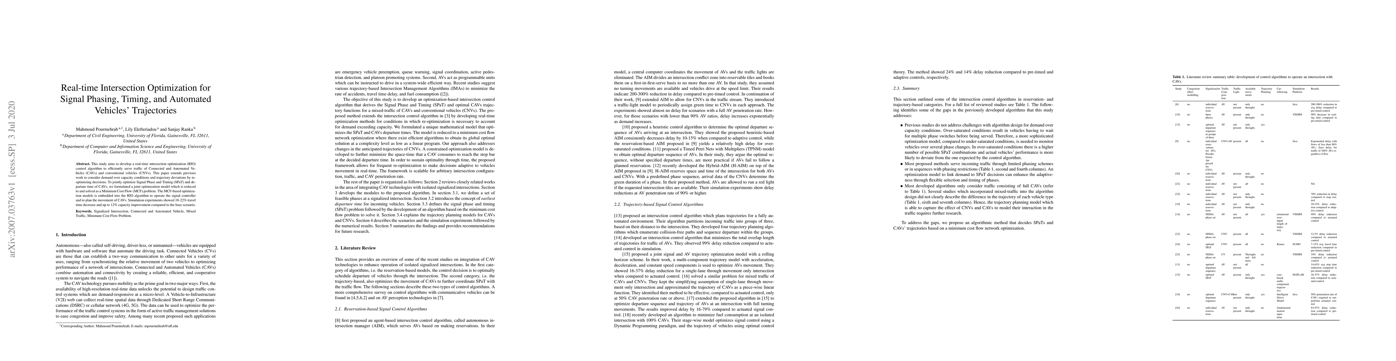 Thumbnail for Real-time Intersection Optimization for Signal Phasing, Timing, and
  Automated Vehicles' Trajectories