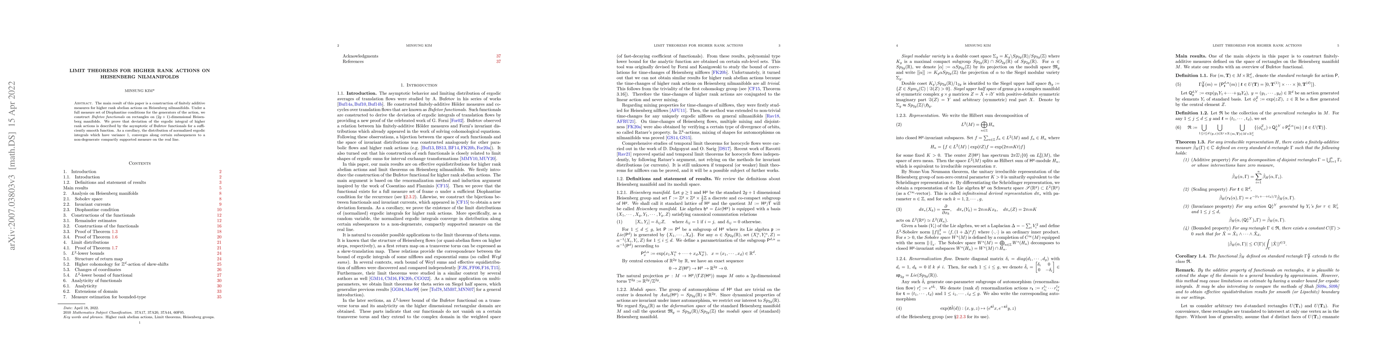 Thumbnail for Limit theorems for higher rank actions on Heisenberg nilmanifolds