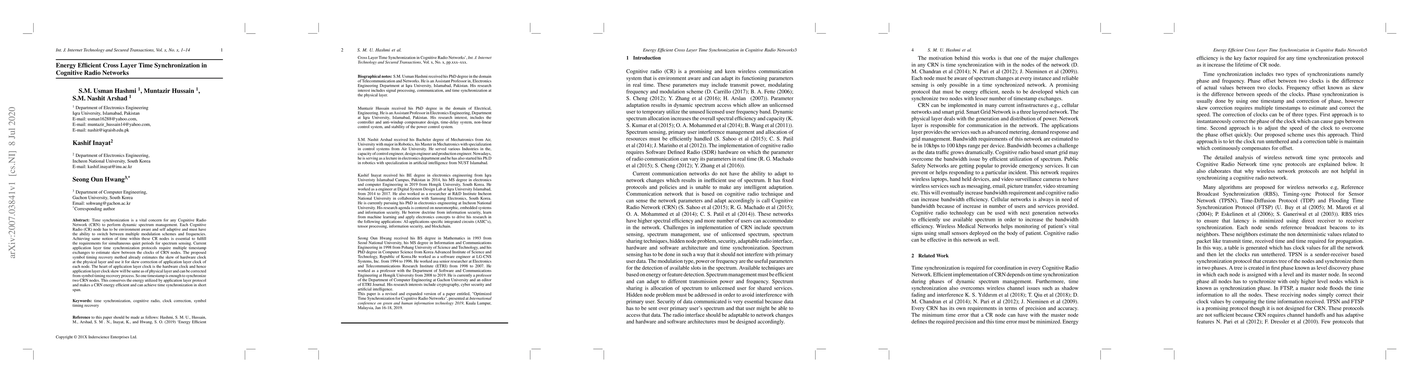 Thumbnail for Energy Efficient Cross Layer Time Synchronization in Cognitive Radio
  Networks