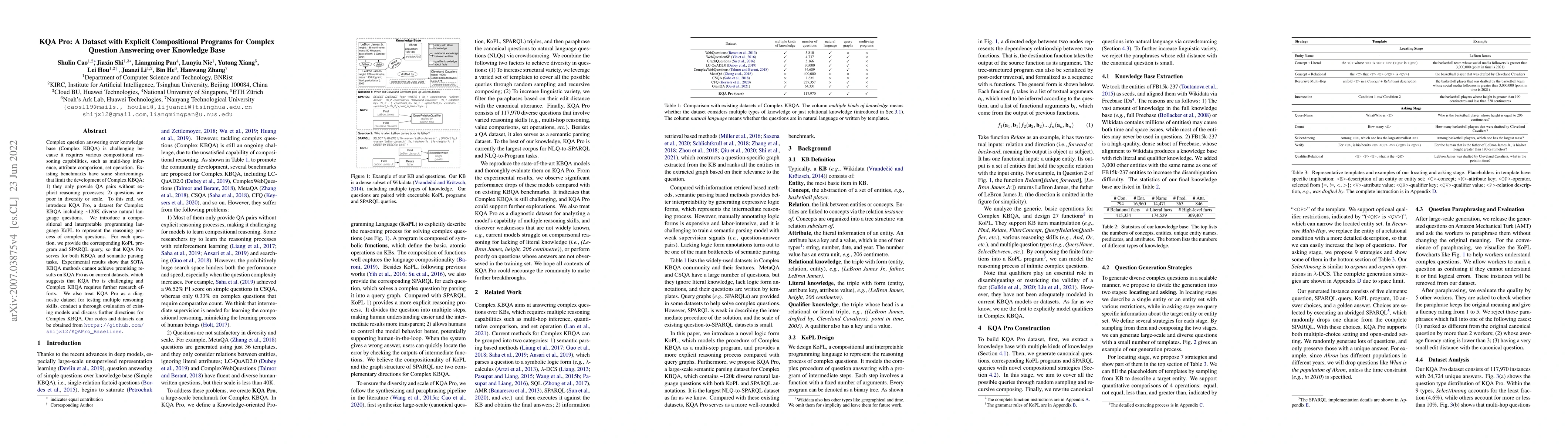 Thumbnail for KQA Pro: A Dataset with Explicit Compositional Programs for Complex
  Question Answering over Knowledge Base