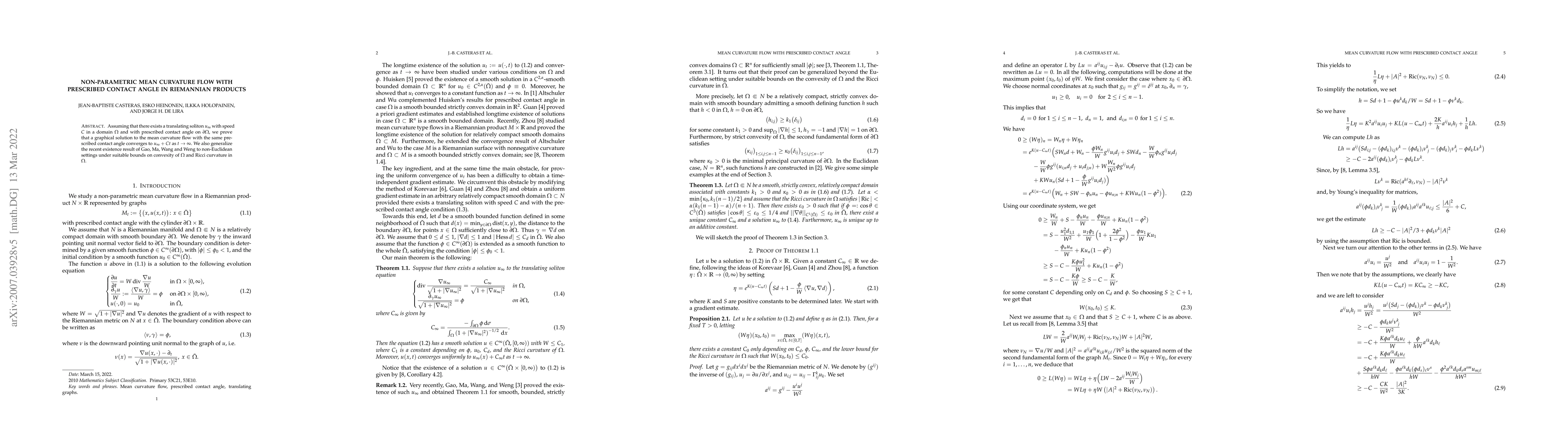 Thumbnail for Non-parametric mean curvature flow with prescribed contact angle in
  Riemannian products