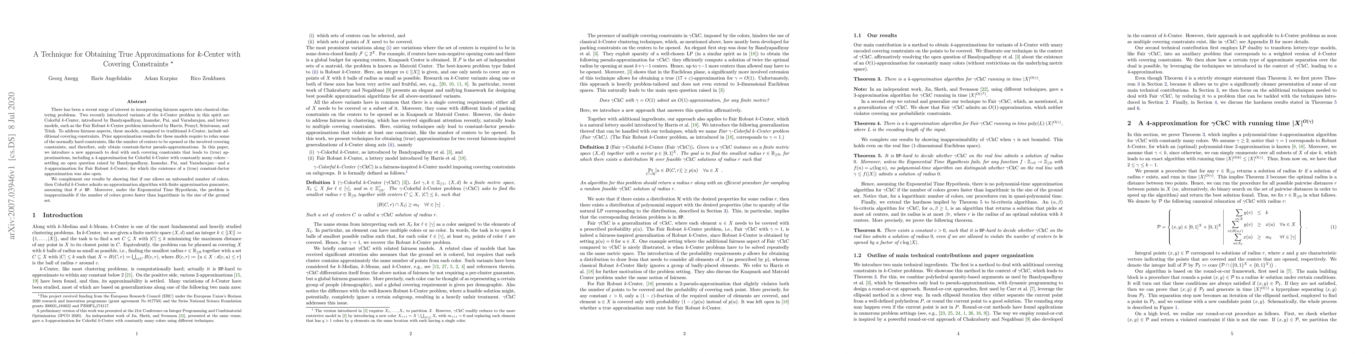 Thumbnail for A Technique for Obtaining True Approximations for $k$-Center with
  Covering Constraints