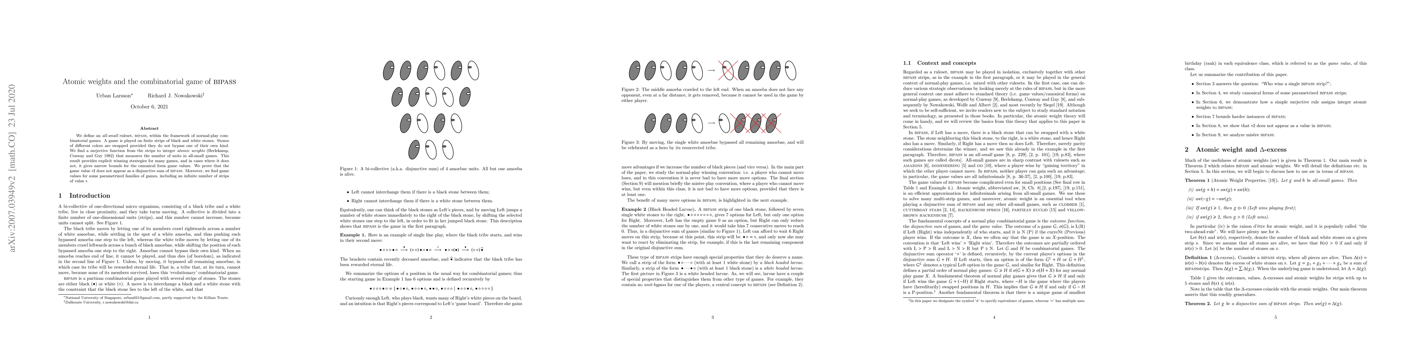 Thumbnail for Atomic weights and the combinatorial game of Bipass