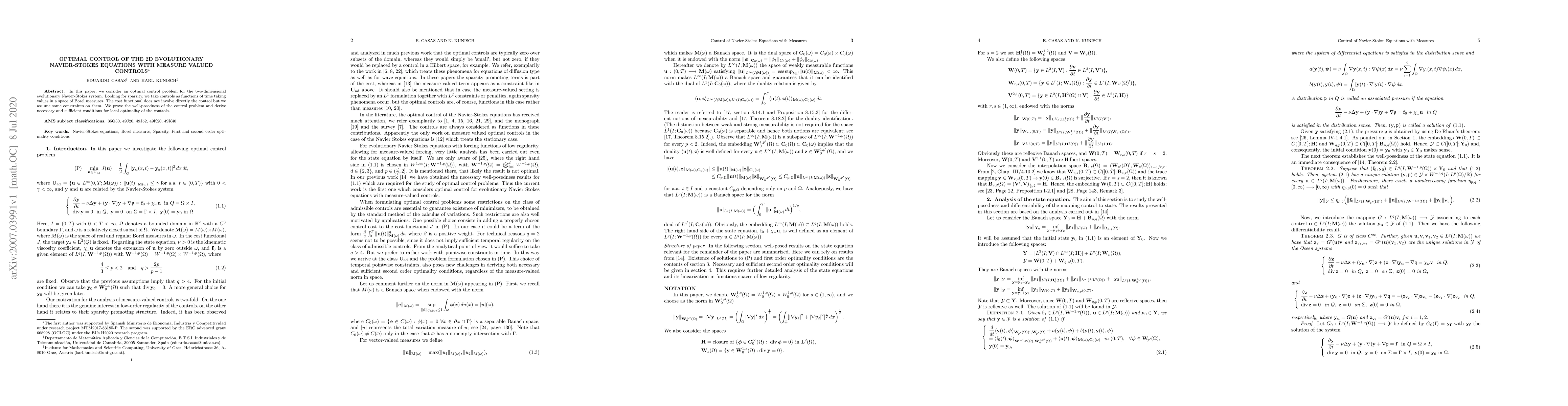 Thumbnail for Optimal Control of the 2D Evolutionary Navier-Stokes Equations with
  Measure Valued Controls