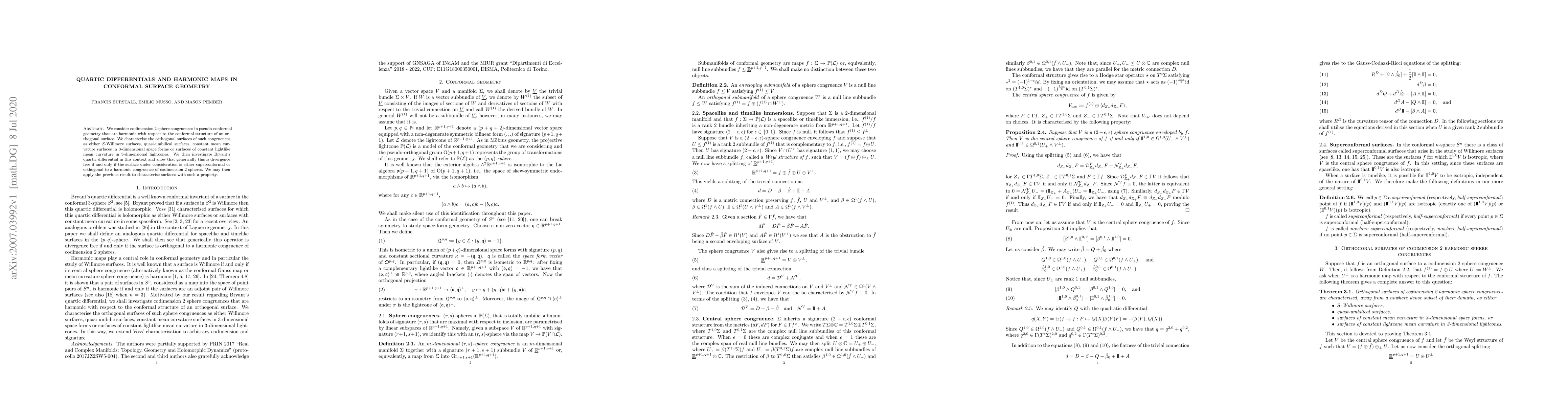 Thumbnail for Quartic differentials and harmonic maps in conformal surface geometry