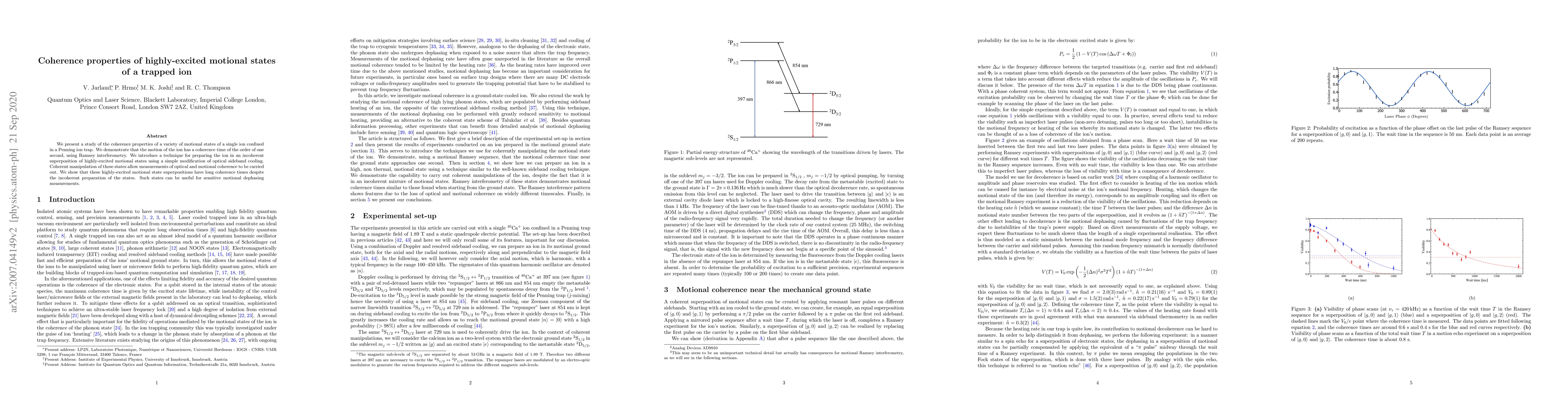 Thumbnail for Coherence properties of highly-excited motional states of a trapped ion