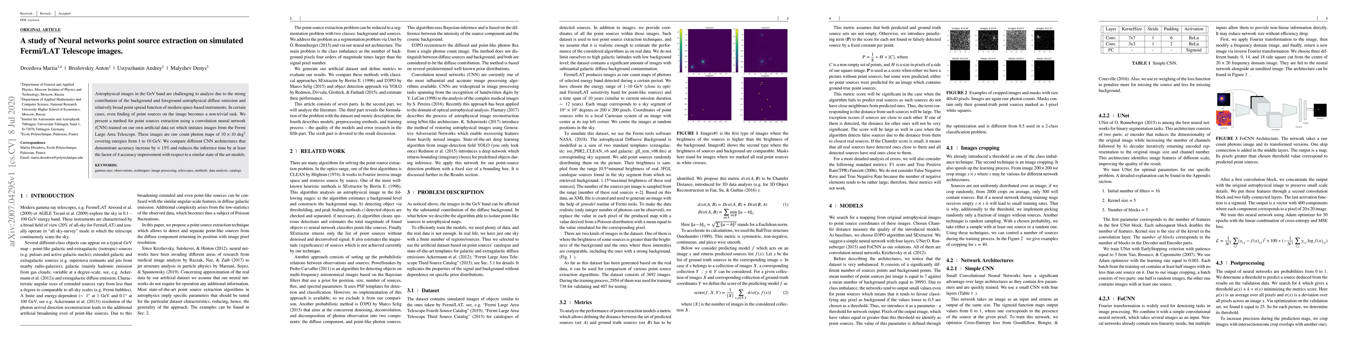 Thumbnail for A study of Neural networks point source extraction on simulated
  Fermi/LAT Telescope images