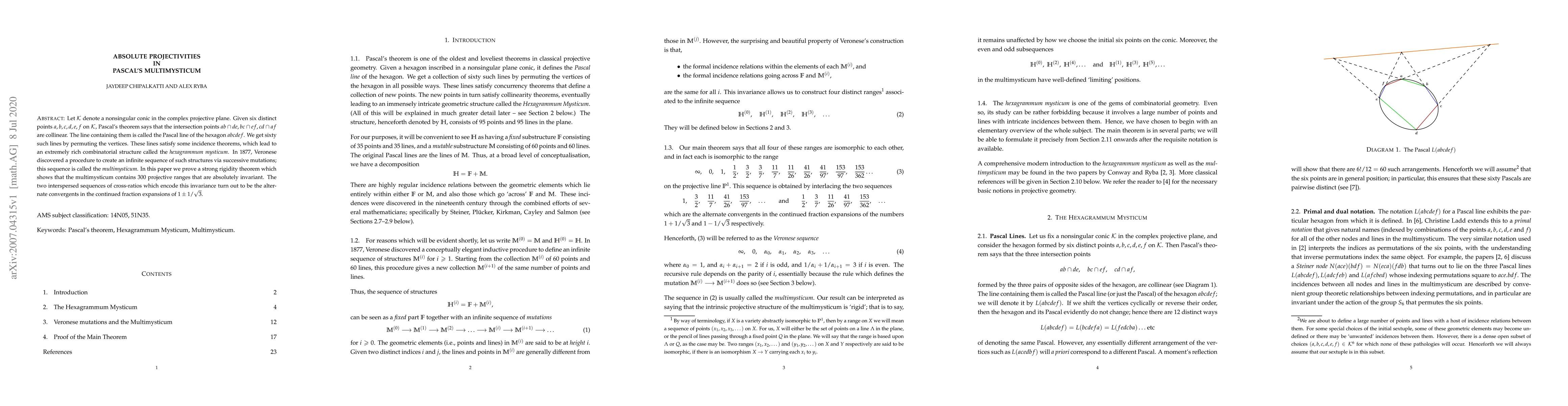 Thumbnail for Absolute Projectivities in Pascal's Multimysticum