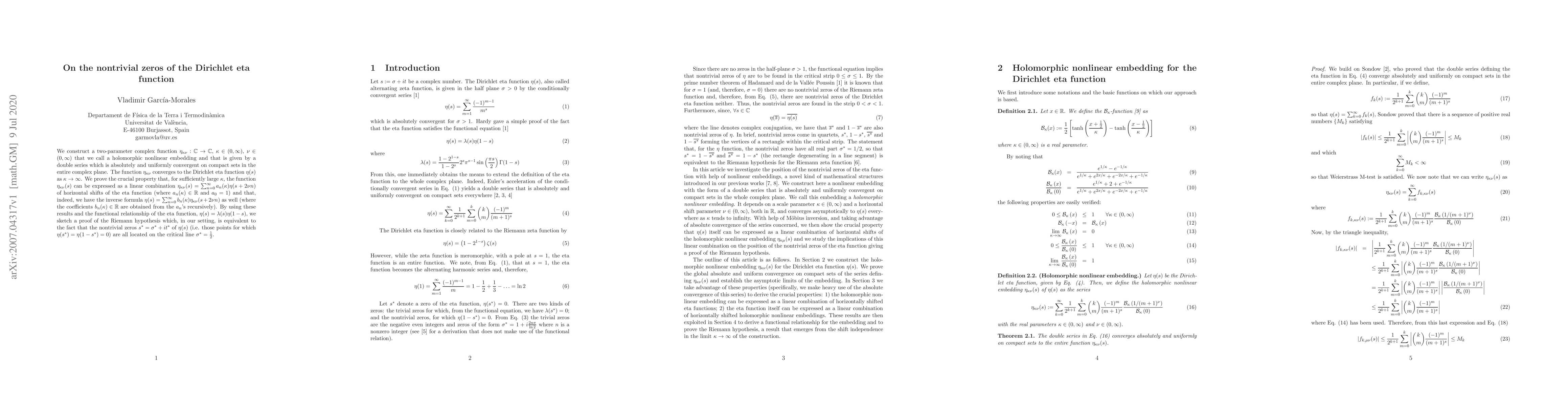 Thumbnail for On the nontrivial zeros of the Dirichlet eta function